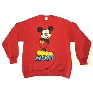 VTG 80s Made In USA Mickey Mouse Size Large Crewneck Sweater Pullover Rare